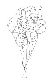 Funny Balloon Heads Head Illustration Faces Line Drawing Line Art Drawings Face Line Drawing Abstract Line Art