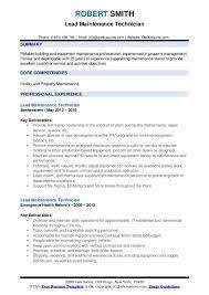 Happen the first day and when the supervisor will meet. Lead Maintenance Technician Resume Samples Qwikresume