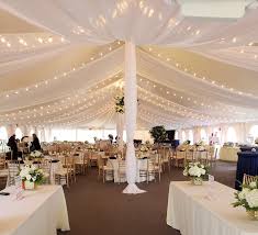 Tent Draping With Bistro Lights In A Stake And Pole Tent Wedding Tent Draping Tent Decorations Ceiling Draping