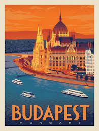 Budapest Hungary Anderson Design Group Budapest Travel Poster Travel Postcard Vintage Travel Posters