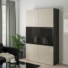 Besta Vitrine Schwarzbraun Selsviken Hochglanz Beige Rauchglas Ikea Deutschland In 2020 Glass Shelves In Bathroom Glass Shelves Decor Ikea
