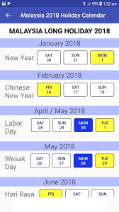 September 2017 calendar with holidays malaysia amazing federal holiday calendar february holidays us holiday calendar. Malaysia 2018 Holiday Calendar For Android Apk Download