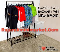 Baju 3 pintu, rak baju 3 sekat, rak baju 3, rak baju 5 tingkat, gantungan baju besi. Rak Gawang Bazar Wm Rak Display Toko Pakaian Busana Distro