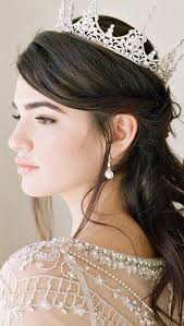 Charmaine Full Wedding Crown And Earrings Suite Wedding Crown Crown Hairstyles Bridal Crown