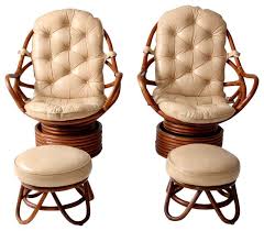 Maybe you would like to learn more about one of these? Consigned Mid Century Rattan Swivel Chairs With Ottomans 4 Piece Set Tropical Armchairs And Accent Chairs By 86 Vintage Houzz