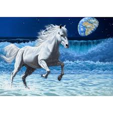 The horses bask in the sunlight in their very own private field under the waterfall. Puzzle Schim Schimmel Wave Runner Grafika 02582 1000 Pieces Jigsaw Puzzles Horses Jigsaw Puzzle