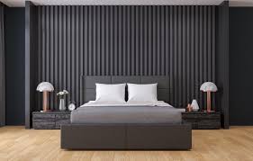 London art wallpaper a modern wallpaper has to combine design, practicality and materials. Photo Wallpaper Lamp Bed Bedroom Modern Luxury Black Wall With Modern Bed 1332x850 Download Hd Wallpaper Wallpapertip