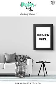 Gamer Girl Gaming Poster Gift For Daughter Dorm Video Game Etsy Modern Games Game Room Wall Art Girls Wall Art