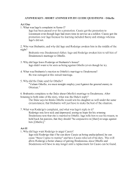 You can use this swimming information to make your own swimming trivia questions. Othello Study Guide Answer Key 1