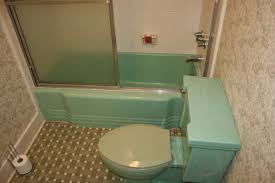 Contain bathroom clutter with vintage wooden drawers. Retro Green Bath Any Ideas On Fixing It Up
