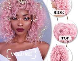 Pink 16 Inch Curly Wig Short Curly Wigs With Bangs Heat Resistant Synthetic  Fiber Hair Cosplay Wigs for Halloween or Parties