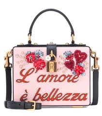 Dolce Gabbana Dolce Box L Amore Leather Shoulder Bag Nero Rosa Carne Sold Out Was 1 617 Was Bags Leather Shoulder Bag Dolce And Gabbana Handbags