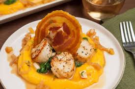 Brown Butter Seared Scallops Over Pureed Butternut Squash Recipe Scallops Seared Butternut Squash Butternut