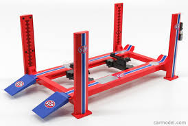 Greenlight 13555 Masstab 1 18 Accessories Stp Garage Set Officina Ponte Sollevatore Auto Four Post Lift Red Blue