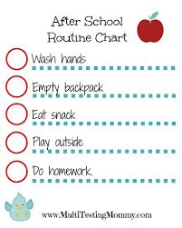 After School Routine Chart Printable