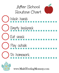 after school routine chart printable