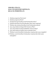 Check spelling or type a new query. Soal Uts Industri Pariwisata