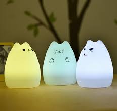 Amazon Com Umiwe Cute Kitty Led Children Night Light Kids Silicone Cat Lamp 8 Single Colors And 7 Color Flashing Usb Rechargeable Lighting Warm White Light Baby