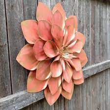 Reclaimed wood flower rustic wall decor rusty metal folk. Exlarge Coral W Gold Wall Flower 22 Large Metal Wall Flower Art Indoor Outdoor By Chicfabulousflowers On Etsy Flower Wall Metal Flowers Gold Walls