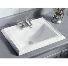 Kohler K 2241 4 0 White Memoirs 17 Drop In Bathroom Sink With 3 Holes Drilled And Overflow Faucetdirect Com In 2020 Drop In Bathroom Sinks Square Bathroom Sink Bathroom Sink Tops
