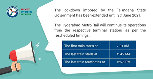 However, the relaxation timings will not be in place in satthupalli, madhira, nalgonda, nagarjuna earlier on 31 may, the telangana government had decided to extend the ongoing lockdown in the. L T Metro Rail Hyderabad Limited Post Facebook