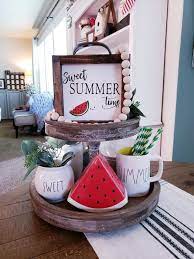 9 Stunning Watermelon Themed Tiered Tray Ideas Of Life And Lisa Tray Decor Tiered Tray Decor Watermelon Decor