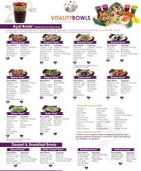 Vitality Bowls Menu In Smithtown New York Usa