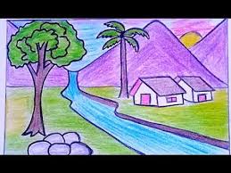 كيفية رسم منظر طبيعي سهل بالرصاص والملونات الخشبية رسومات جميلة وسهلة Youtube Art Drawings For Kids Scenery Drawing For Kids Easy Drawings
