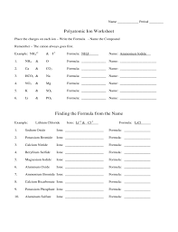 Polyatomic Ion Worksheet Free Download