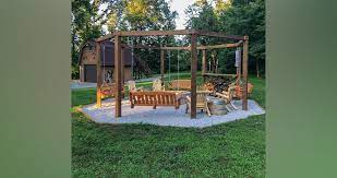 The swing set fire pit pergola is easiest built with 2 able bodies on hand that have a somewhat general knowledge of carpentry and power tools, and should be able to be. Octagon Fire Pit Swings Project By Barry At Menards
