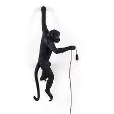 Seletti Monkey Lamp Hanging Black Satin Al Lamba Primat Led