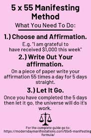 55 5 Manifesting Formula The 5 Day Manifestation Technique Manifestation Affirmations Law Of Attraction Affirmations Affirmations