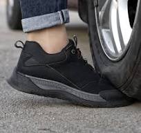 Black waterproof microfiber leather steel toe safety work shoes for men