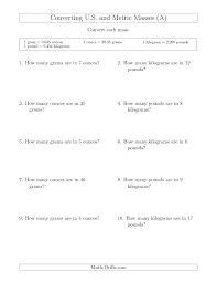 Converting Between U S Customary And Metric Masses A Math Worksheet Math Worksheet Converter Converting Metric Units