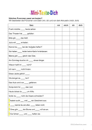 Mini Teste Dich Personalpronomen Dativ Und Akkusativ Personalpronomen Dativ Und Akkusativ Unterricht Lesen