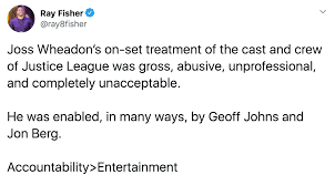 Fisher then called out geoff johns and jon berg, tweeting that whedon, 56. Fandom On Twitter Ray Fisher Opens Up On Joss Whedon S On Set Behavior On Justice League