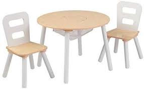Amazon Com Kidkraft Ro C154und Storage Table 2 Chair Set Natural White Toys Game Round Table And Chairs Table And Chair Sets Toddler Table And Chairs