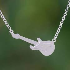Electric Guitar Sterling Silver Guitar Pendant Necklace Guitar Pendantnecklace Sterling Silver Necklace Pendants Sterling Silver Pendants Jewelry Gift Box