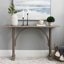 Gray Arched Wooden Console Table In 2020 Console Table Decorating Dining Room Console Table Wooden Console