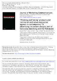 The fcb grid was developed by richard vaughn. Pdf Thinking And Feeling Products And Utilitarian And Value Expressive Appeals In Contemporary Tv Advertising A Content Analytic Test Of Functional Matching And The Fcb Model