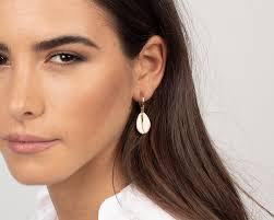 Cowrie Shell Earrings, Shell Earrings, Shell Hoops, Cowrie Boho Earrings,  Summer Earrings, Beach Earrings, Beach Jewelry, Minimal Jewels