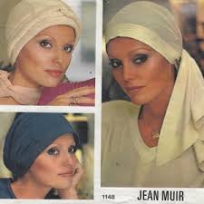 Anni '70 Jean Muir Donna Cappello Avvolto & Testa Sciarpa Vogue Couturier  Design Cucito Modello 1148 Taglia Unica Millenario Pattern