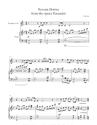 Download and print nessun dorma from turandot sheet music for klavier solo by giacomo puccini from sheet music direct. Puccini Nessum Dorma Sheet Music For Trumpet 8notes Com