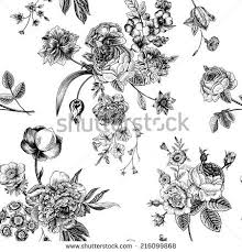 Vintage brown flower seamless pattern on black. Seamless Vector Vintage Pattern With Victorian Bouquet Of Black Flowers On A White Background Garden Roses Tul Black White Flowers Black Flowers Vintage Flower Prints