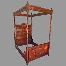 Over the bed victorian chik diy on a budget! Victorian Canopy Tester Bed With Storks Herons Antiques On Hanover Ruby Lane
