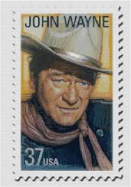 John Wayne USPS Postage Stamp Counted Cross Stitch Pattern