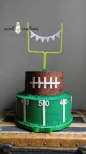 Football Themed Baby Shower Cake Sweetcreationsbycandi Football Themed Cakes Sports Birthday Cakes Football Birthday Cake