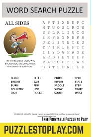 Every clue has an answer that can be written as two separate words. All Sides Word Search Kids Word Search Free Printable Word Searches Word Search Puzzle