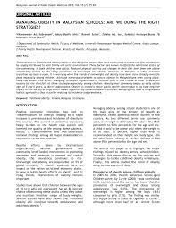 Check spelling or type a new query. Pdf Managing Obesity In Malaysian Schools Are We Doing The Right Strategies