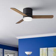 Fan categories all ceiling fans led ceiling fans flush mount ceiling fans outdoor ceiling fans fans with lights small fans fans with remote wall fans floor. Hunter Fan 44 Minimus 3 Blade Led Flush Mount Ceiling Fan With Remote Control And Light Kit Included Reviews Wayfair